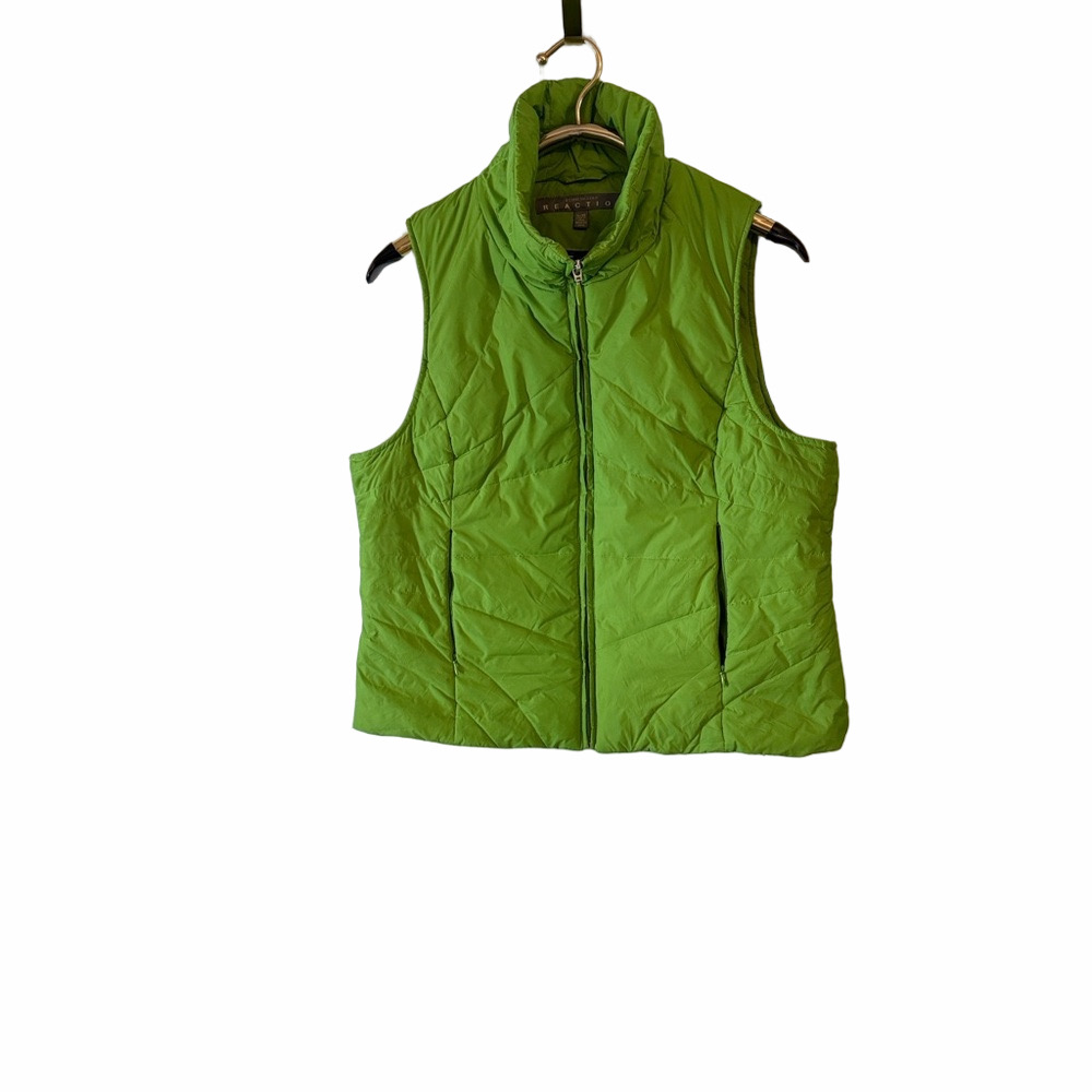 Kenneth Cole Reaction Women's XL Bright Green Puffer Vest - Picture 2 of 13